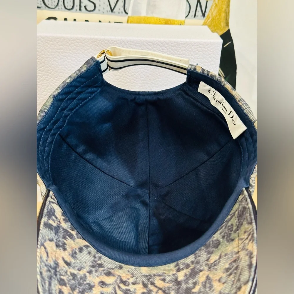🔥 CHRISTIAN DIOR Toile De Jouy Cap Large 59-60 with COA